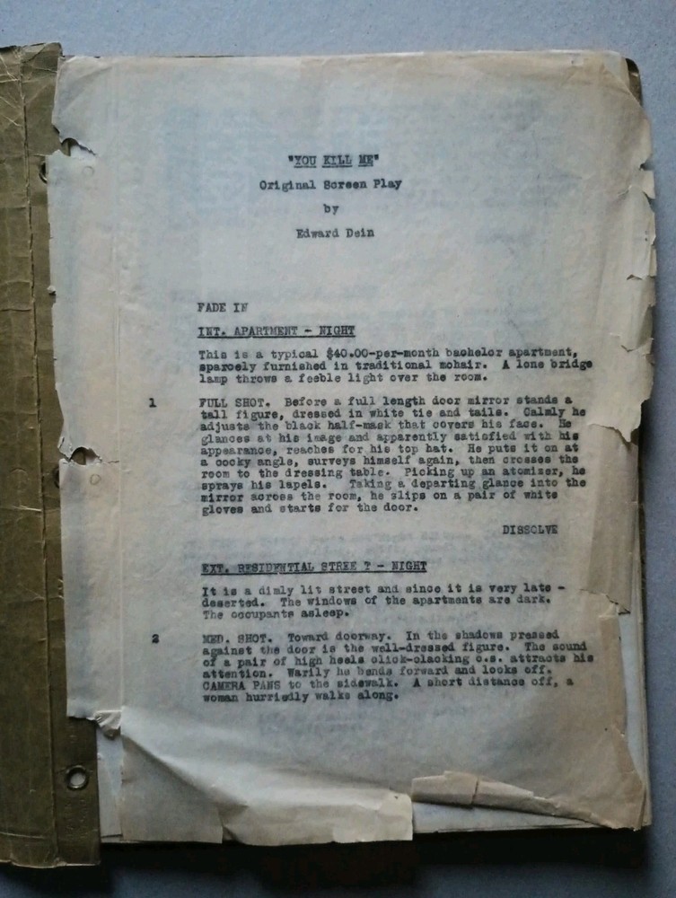 YOU KILL ME Unproduced Edward Dein Movie Script