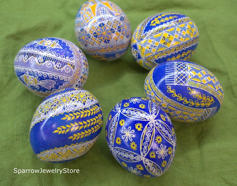 Handmade Easter eggs Easter ornaments Handpainted Easter decor Ukraine Pysanka