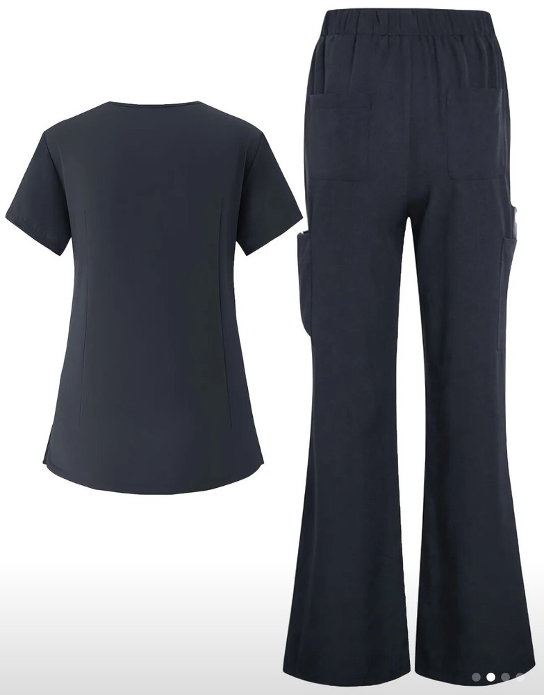 Women's Stretchy Scrub Set with Pockets, Breathable Polyester Blend, 2xL