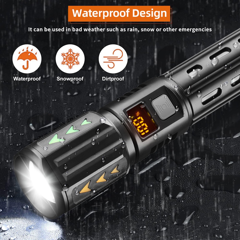 35000000 Lumens Super Bright LED Tactical Flashlight Rechargeable LED Work Light