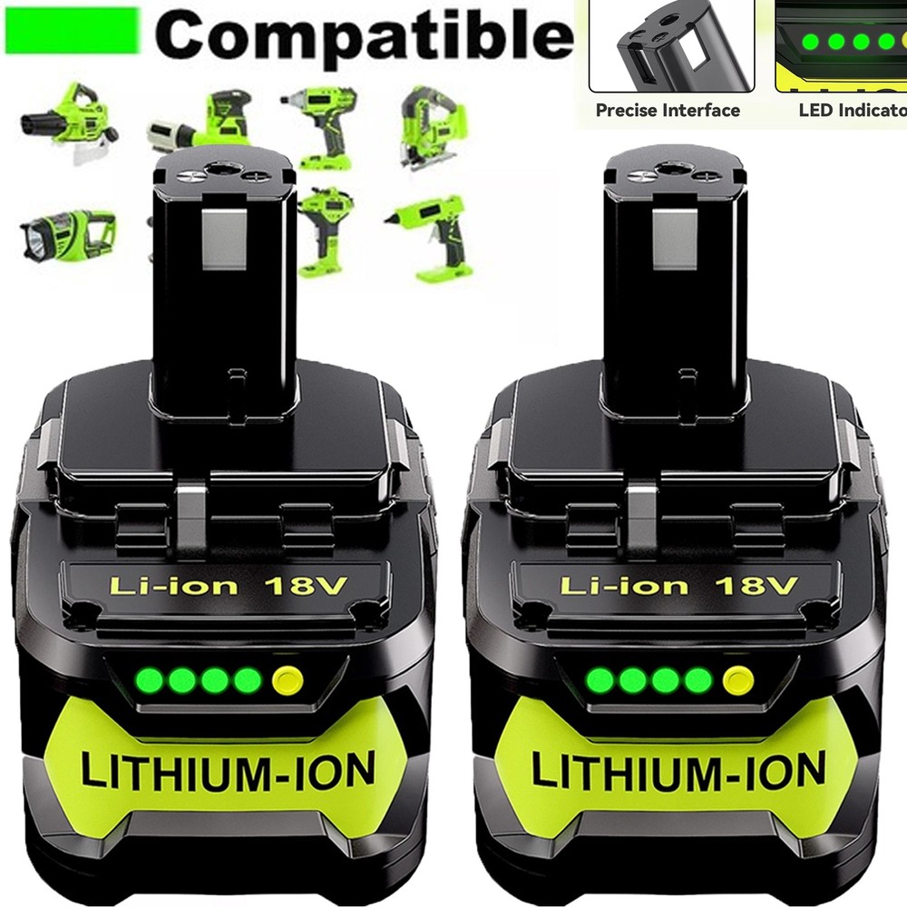 2pack For RYOBI P108 18V 6000mAh High Capacity Replacement Battery Lithium-ion