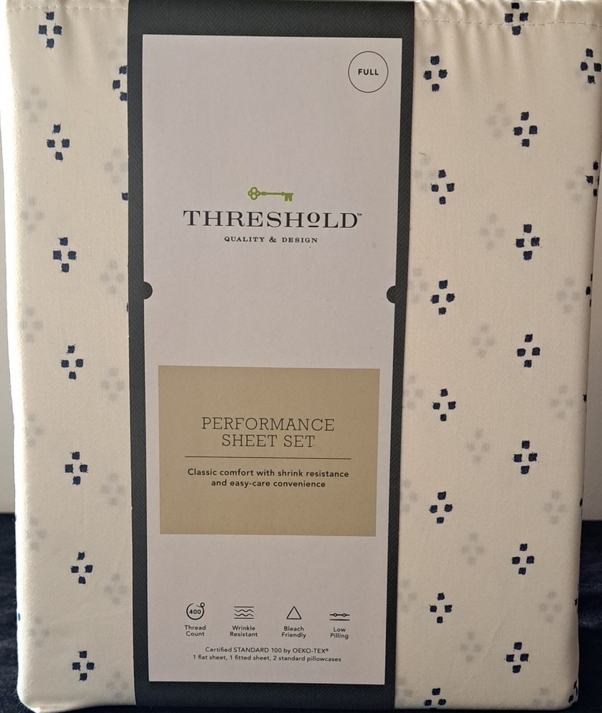 FULL SIZE SHEET SET 400 Thread Count Printed Performance 100% Cotton Threshold!