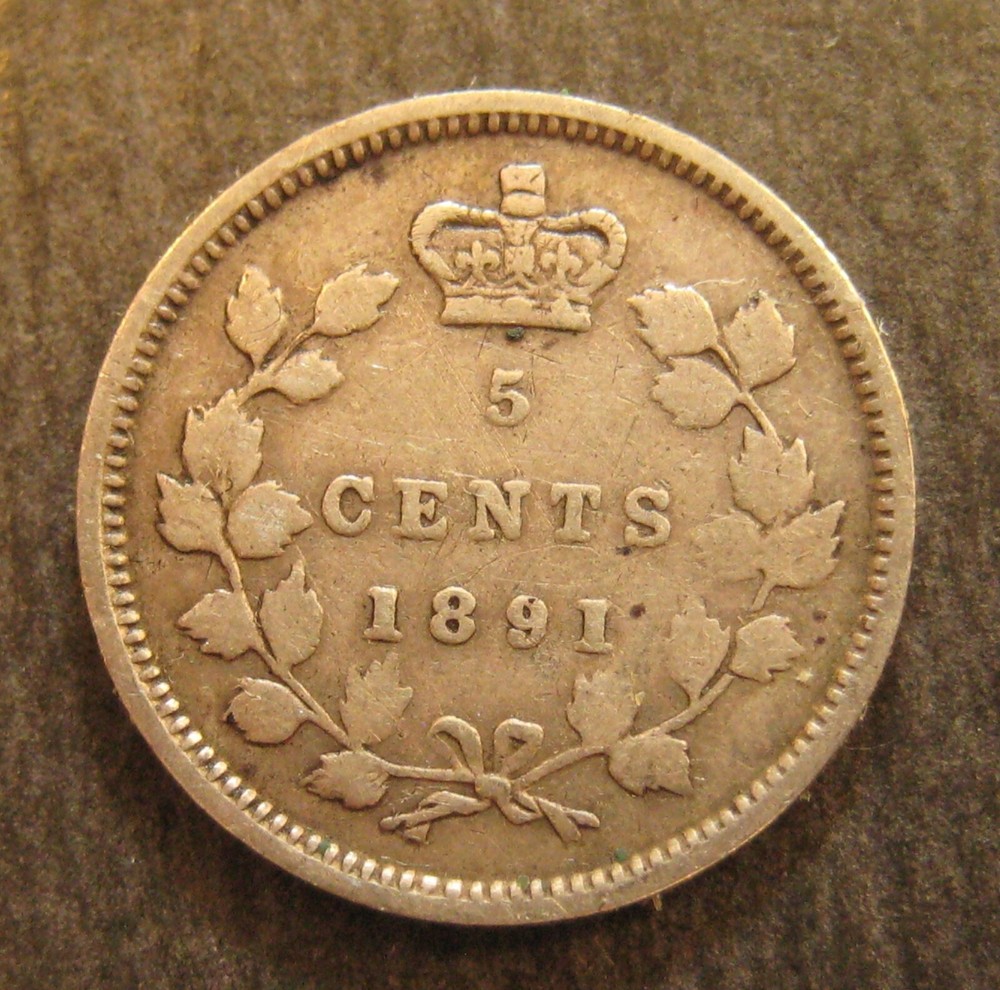 1891 Canada 5 Cents - Silver - (P4542)
