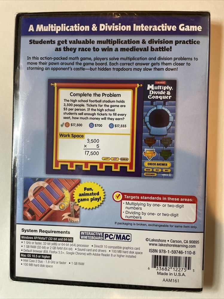 Multiply Divide & Conquer PC / MAC Educational Game Grades 4-6 Lakeshore New