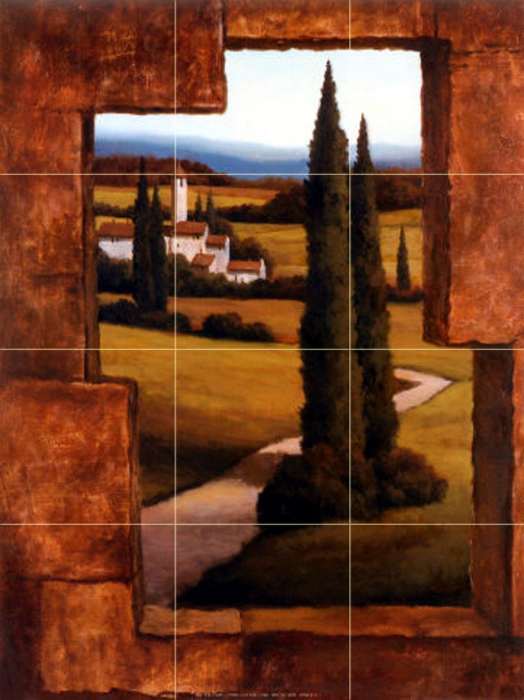 Art Tumbled Marble Mural Backsplash Tuscany Tile #660