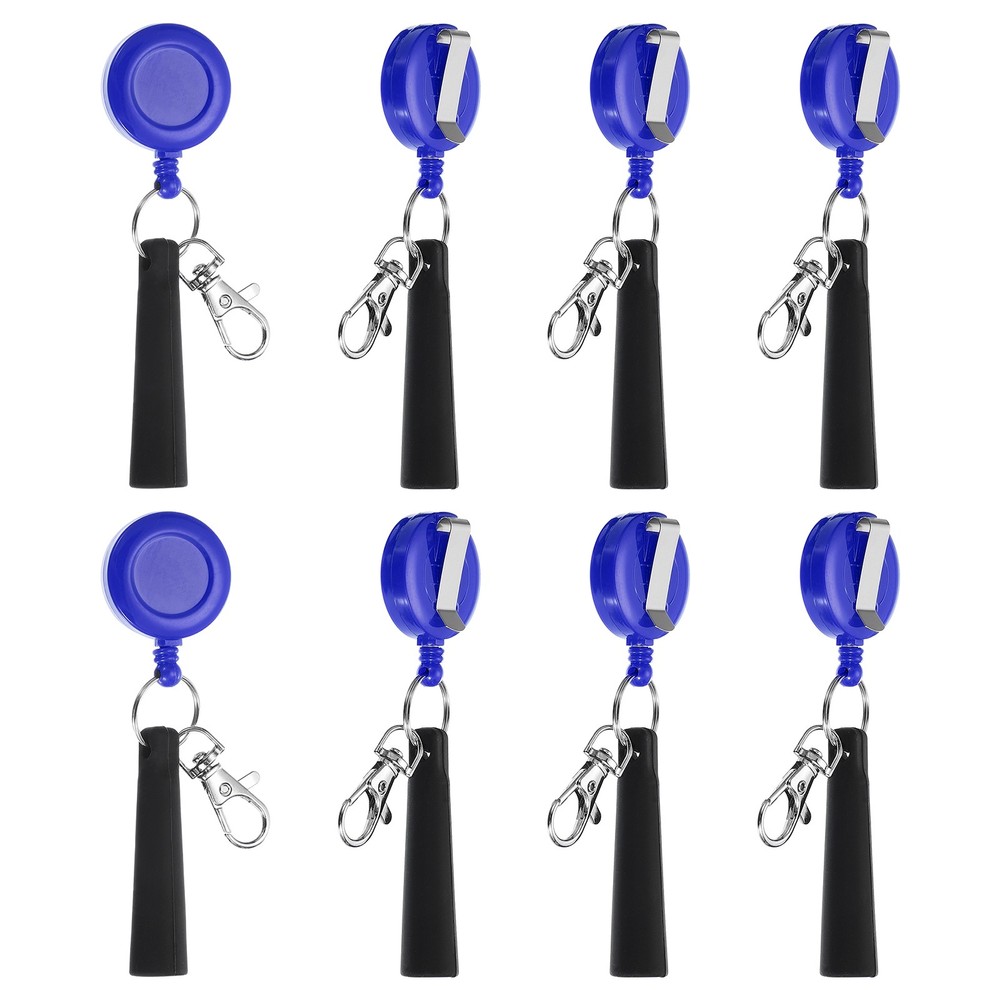 Retractable Pen Holder, 8pcs Pull Pen Pencil Holder Elastic Silicone, Blue