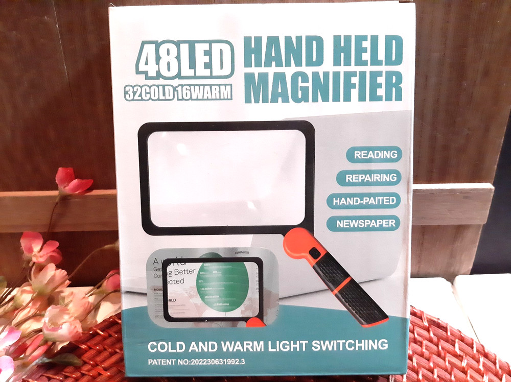 Large Magnifying Glass with Light, Full Page Magnifier 48LED Cold & Warm Light