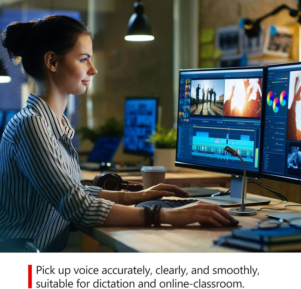 USB Computer Microphone G009, Noise-Cancelling Recording Desktop Mic for Pc/Lapt