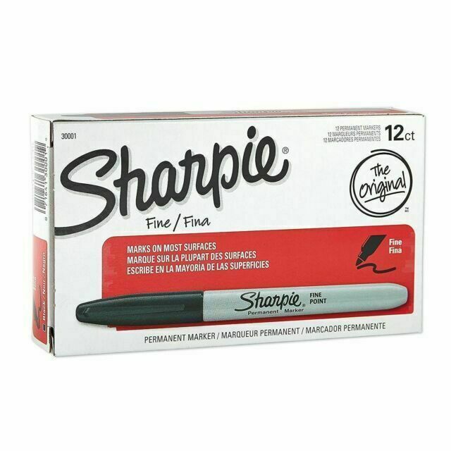 Sharpie Permanent Markers, Fine Point, Black, 12 Count