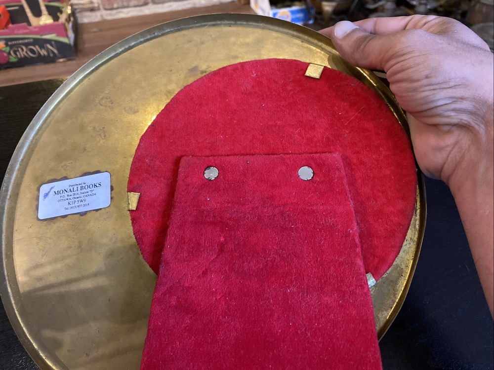 Vintage Middle Eastern Brass Mirror With Islamic Arabic Script