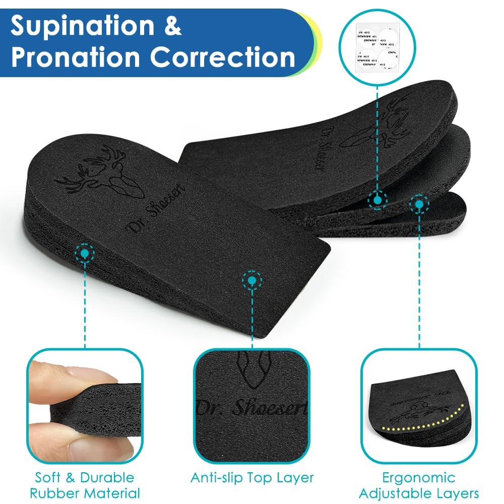 3 Layers Adjustable Orthopedic Heel Wedge Inserts, Supination & Pronation Cor...