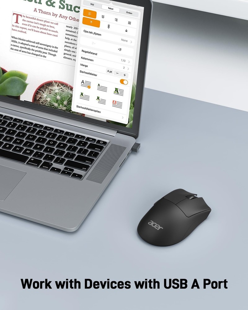 acer Wireless Mouse, 1200 DPI Computer Mouse Wireless with 2.4GHz USB A Recei...