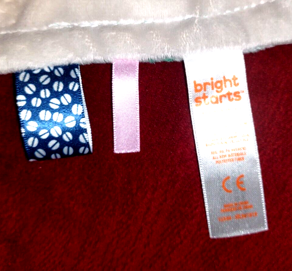Bright Starts Taggies Gray Elephant Security Blanket Green leaf Reverse Side