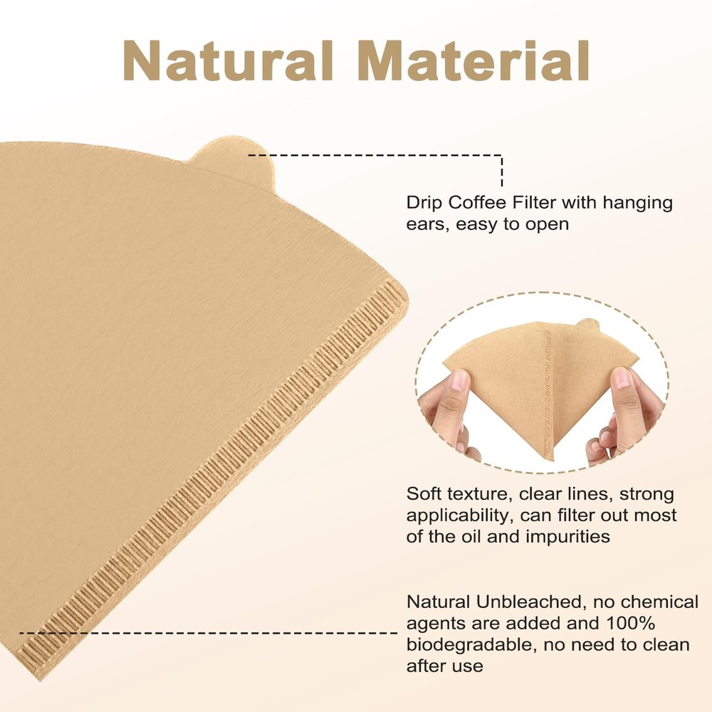 200 Count Coffee Filters 2, Cone Size 02, V02 200 Count, Brown