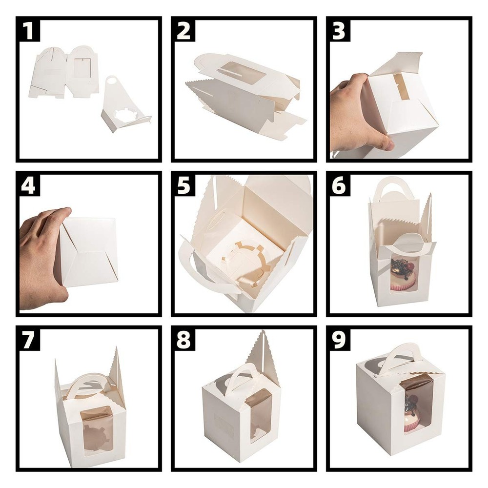 ihomecooker 25 Pcs Single White Cupcakes Containers Gift Boxes with Window