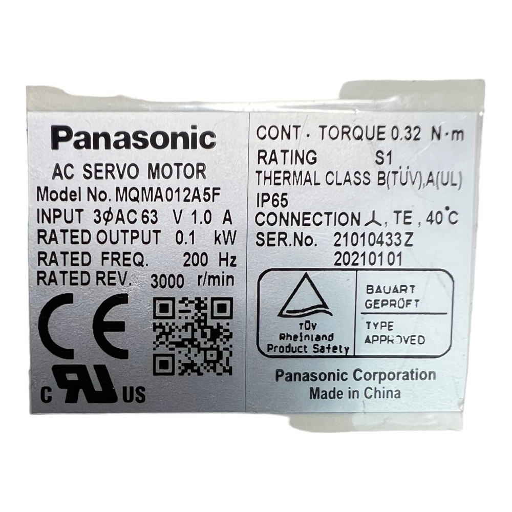 PANASONIC MQMA012A5F AC SERVO MOTOR 3000 R/MIN