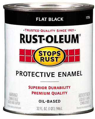 Rust-Oleum 7776-502 STOPS RUST Protective Enamel, Flat, Black, 1 qt Can