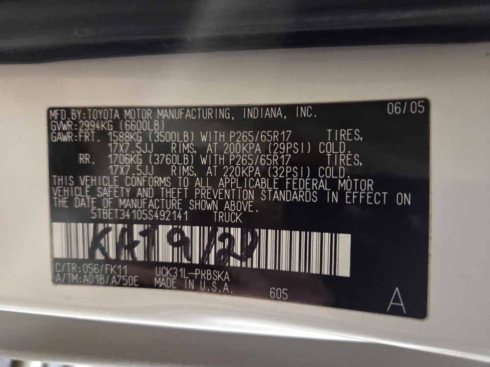 TUNDRA 2005 Jack 1553313