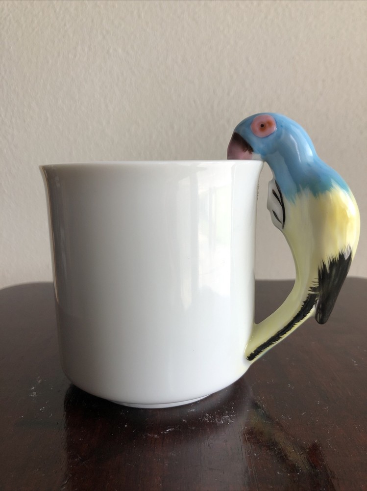 Parrot Macaw Mug Figural Handle Ceramic Coffee Cup 8 Oz