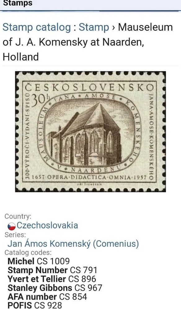 LOST STATE ** 1951 Czechoslovakia stamp Opera Didactica Omnia