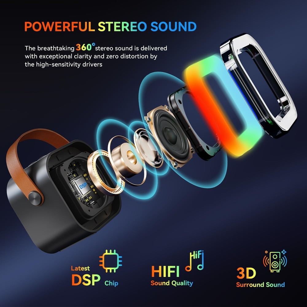 Portable Karaoke Machine with Bluetooth Dual Wireless Mics and Lighting Effects
