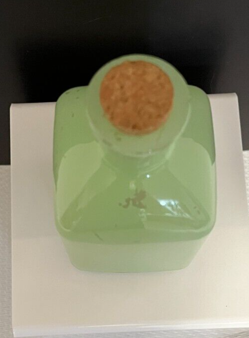 Antique Mint Green Painted Glass Bottle