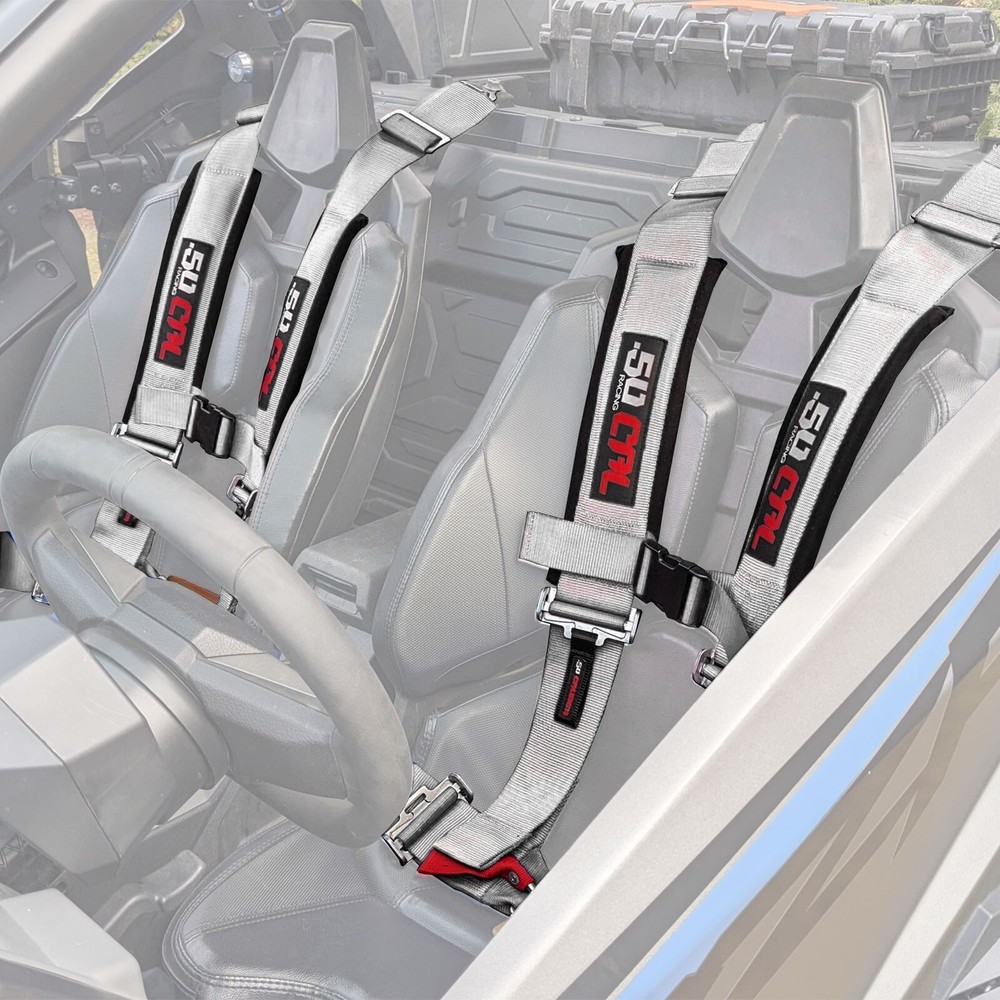 4 Point Off Road Harness 3" Belt Auto Style Buckle Push Button Release - SILVER