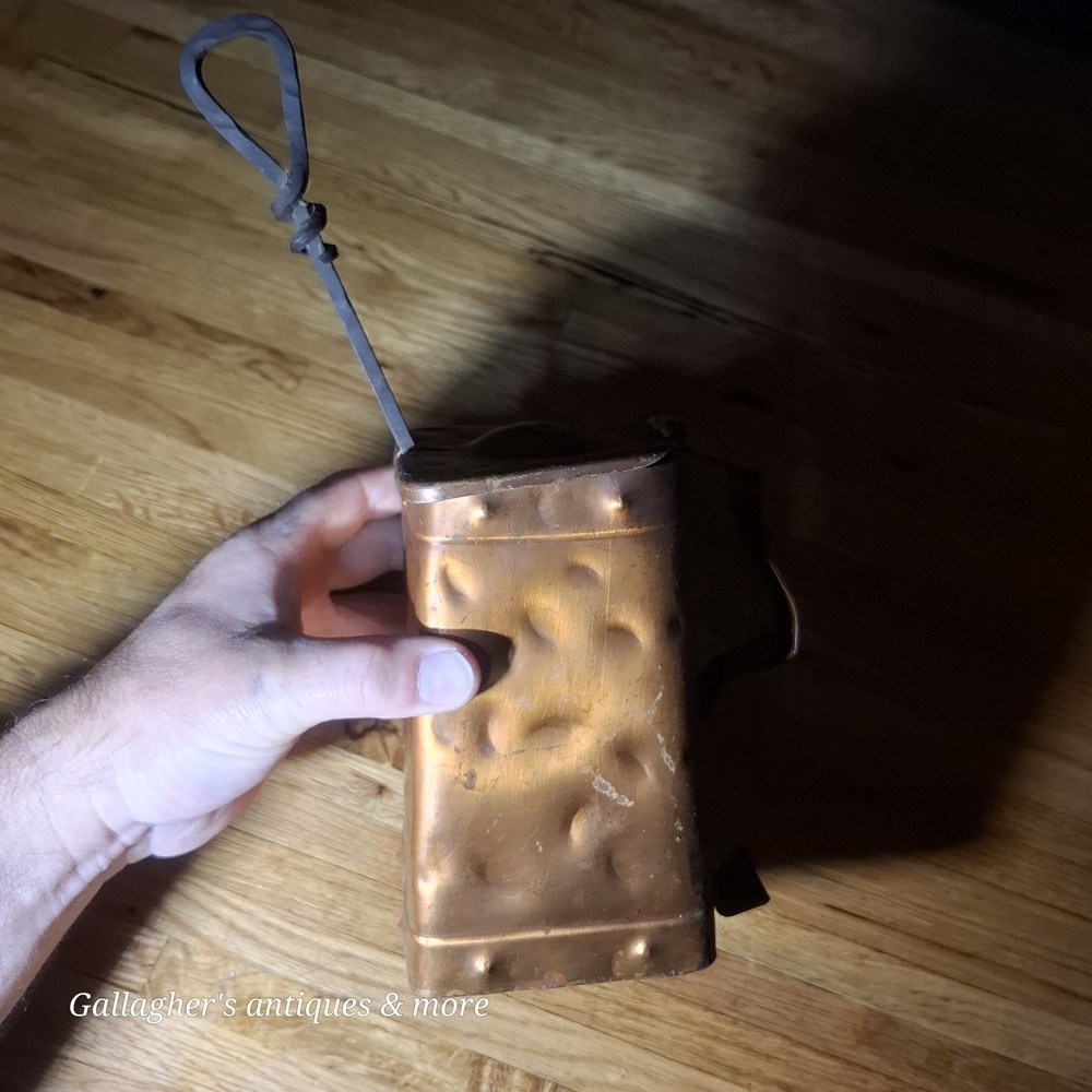 Vintage Brass Copper Fire Starter Fireplace w Wrought Iron Handle Cape Cod Shop