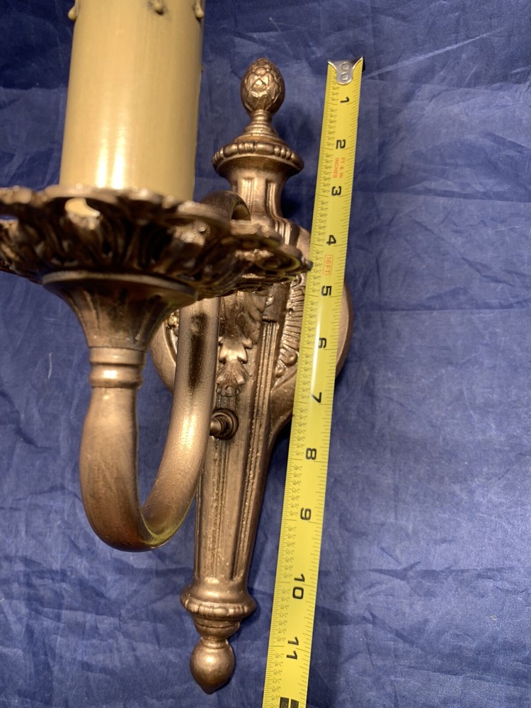 Pair antique polychrome finish Sconces Rewired 4H