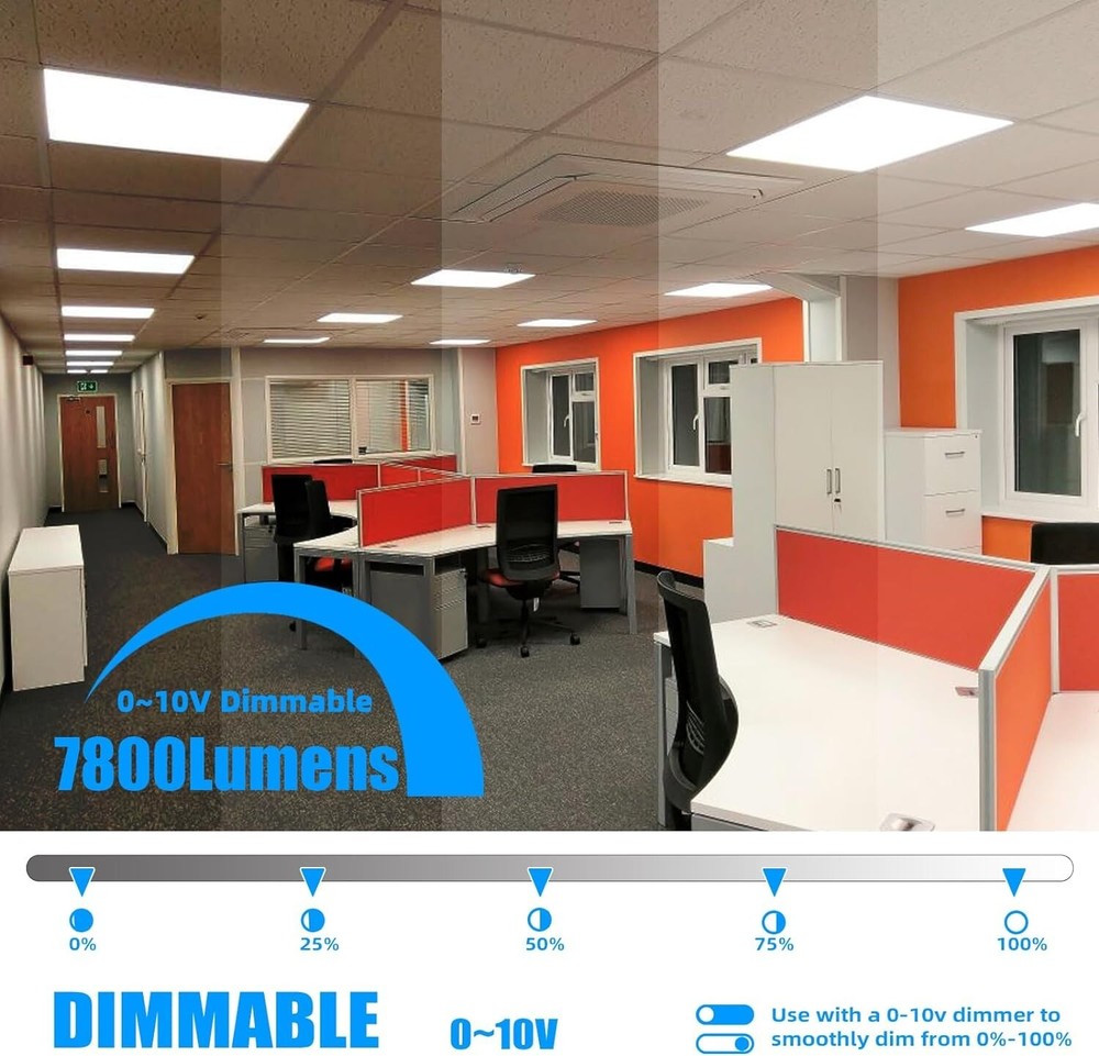 LED Panel Light 2x4FT 75 Watt 5000K Daylight White Dimmable AC 110V-277V 6 PACK