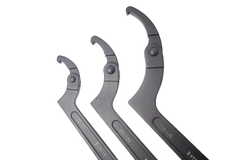 Adjustable Hook Wrench C Spanner Slotted & Roller Bearing Nut Individual or Set