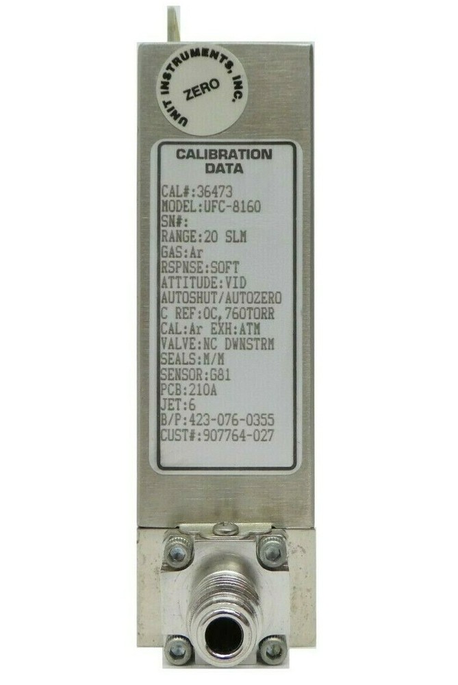 UNIT Instruments UFC-8160 Mass Flow Controller MFC 20 SLM Ar Working Spare