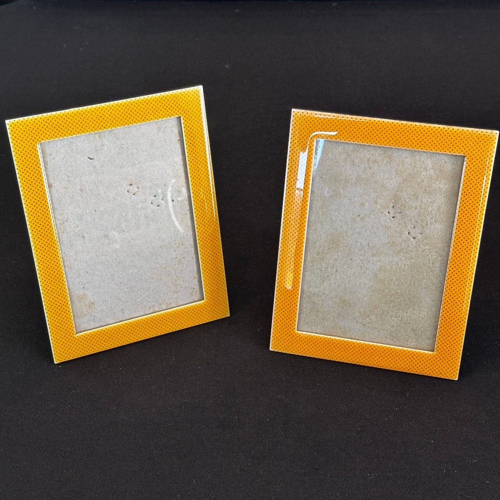 2 Yellow Enamel 5x7 Picture Frames