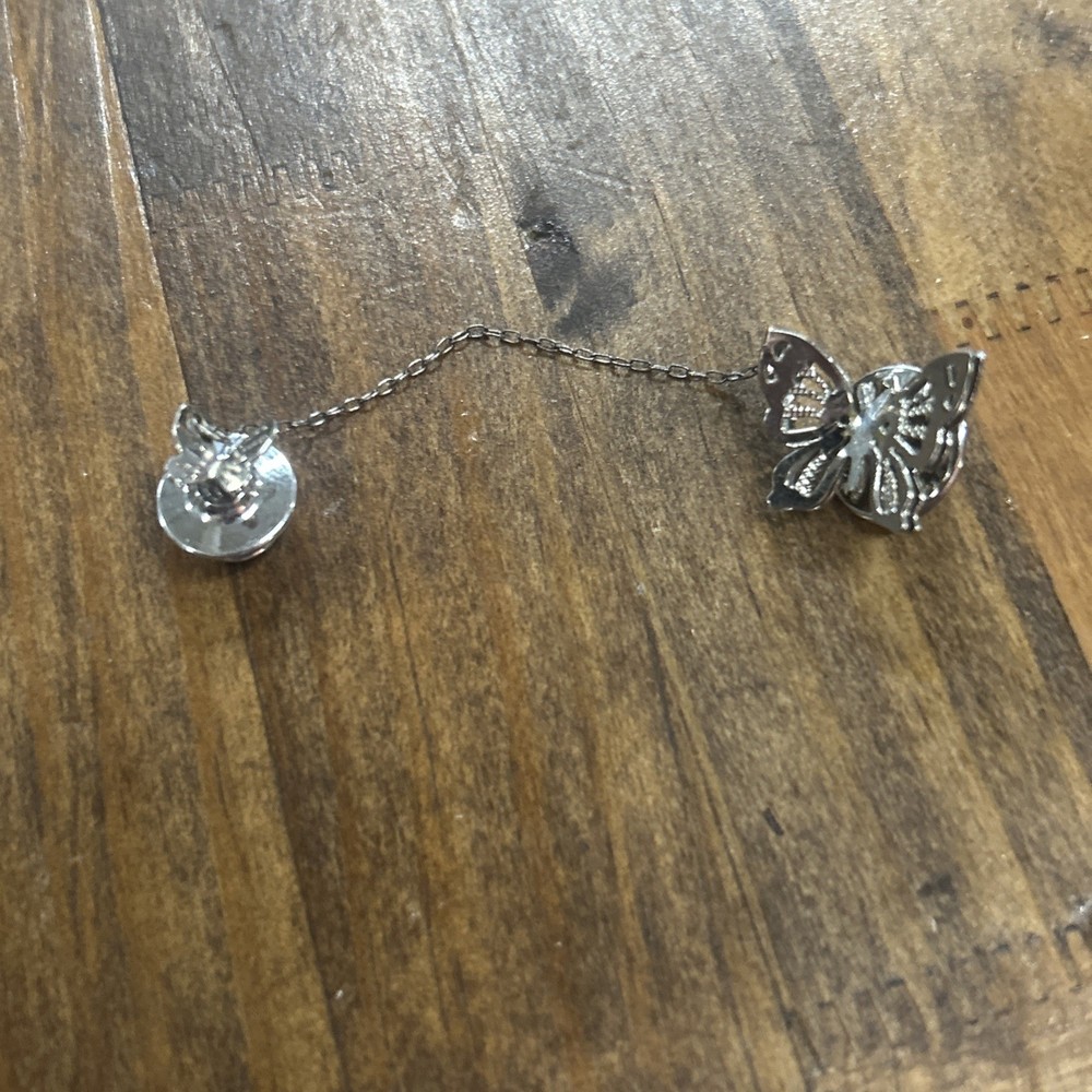 Silver Tone Openwork Butterflies Tie Tack Pins