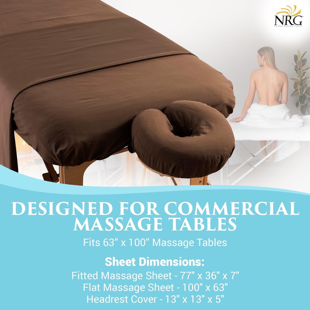 Premium Microfiber 3 Piece Massage Sheet Set by - Includes Massage Table Flat...