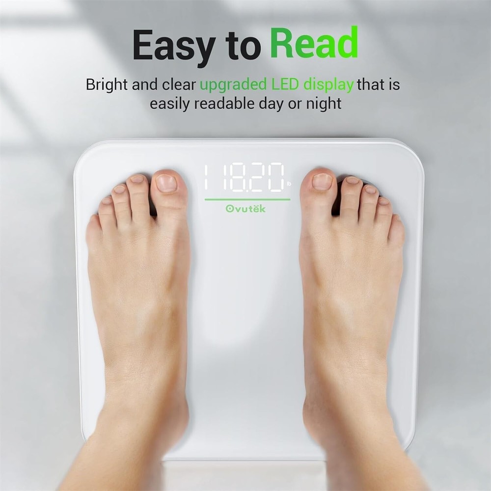 Accurate Digital Bathroom Scale Compact Size LED Display Tempered Glass 400lb