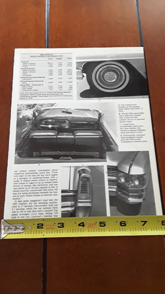 1964 CADILLAC DeVILLE CONVERTIBLE ORIGINAL 1990 ARTICLE