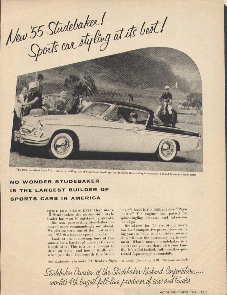 Studebaker Commander sports styling at its best ad 1955