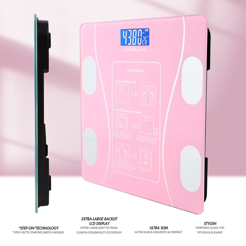 Digital Bathroom Scale for BMI Highly Accurate Smart Bluetooth Scale LCD Display