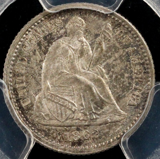 1862 H10c Seated Liberty Half Dime PCGS MS 65
