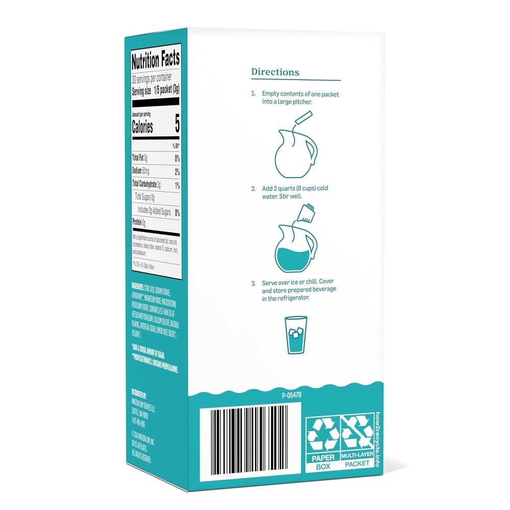 Amazon Grocery, Lemonade Drink Mix Singles, 3.2 Oz