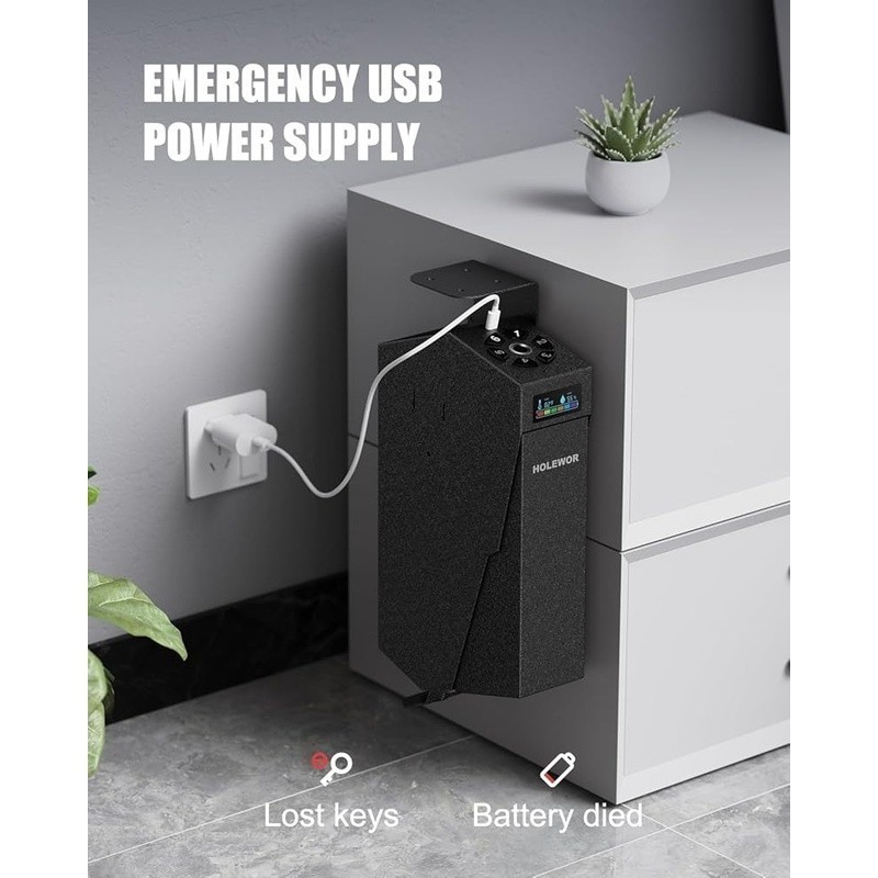 Handgun Safe W/ Fingerprint Sensor LED Light Emergency USB Security Lock Box