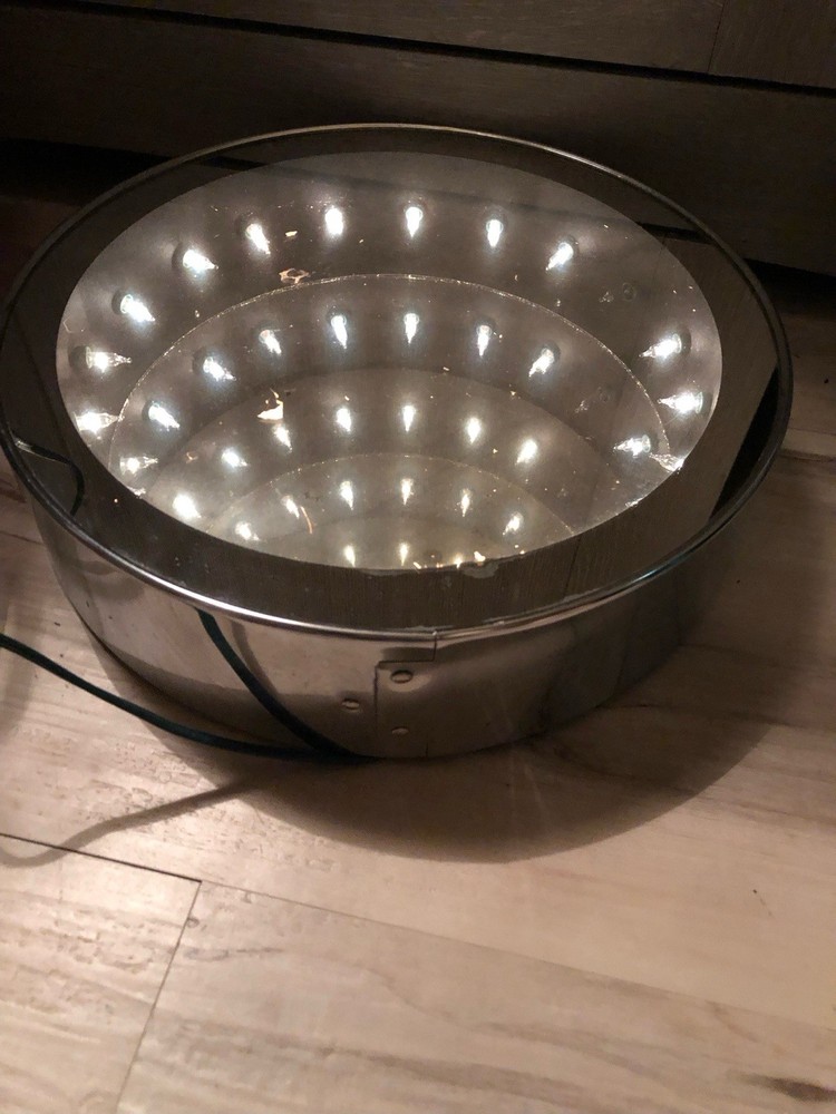 Vintage Mid Century Round Chrome Infinity Mirror Light