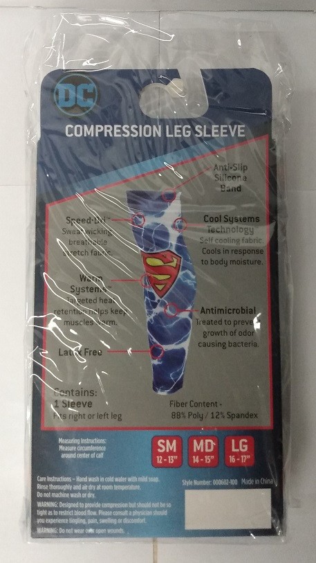 Athletic Compression Leg Sleeves 1-Pair DC Comics SUPERMAN - Medium FAST SHIP