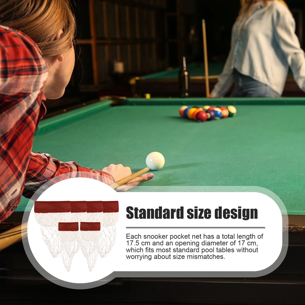 6PCS Leather Snooker Table Net Pockets Set Replacement Billiard Pool Ball Bag