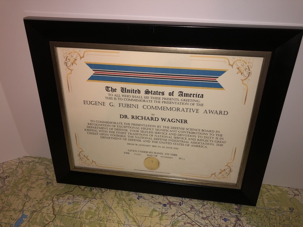 DOD - EUGENE G. FUBINI COMMEMORATIVE AWARD CERTIFICATE ~ Type-1