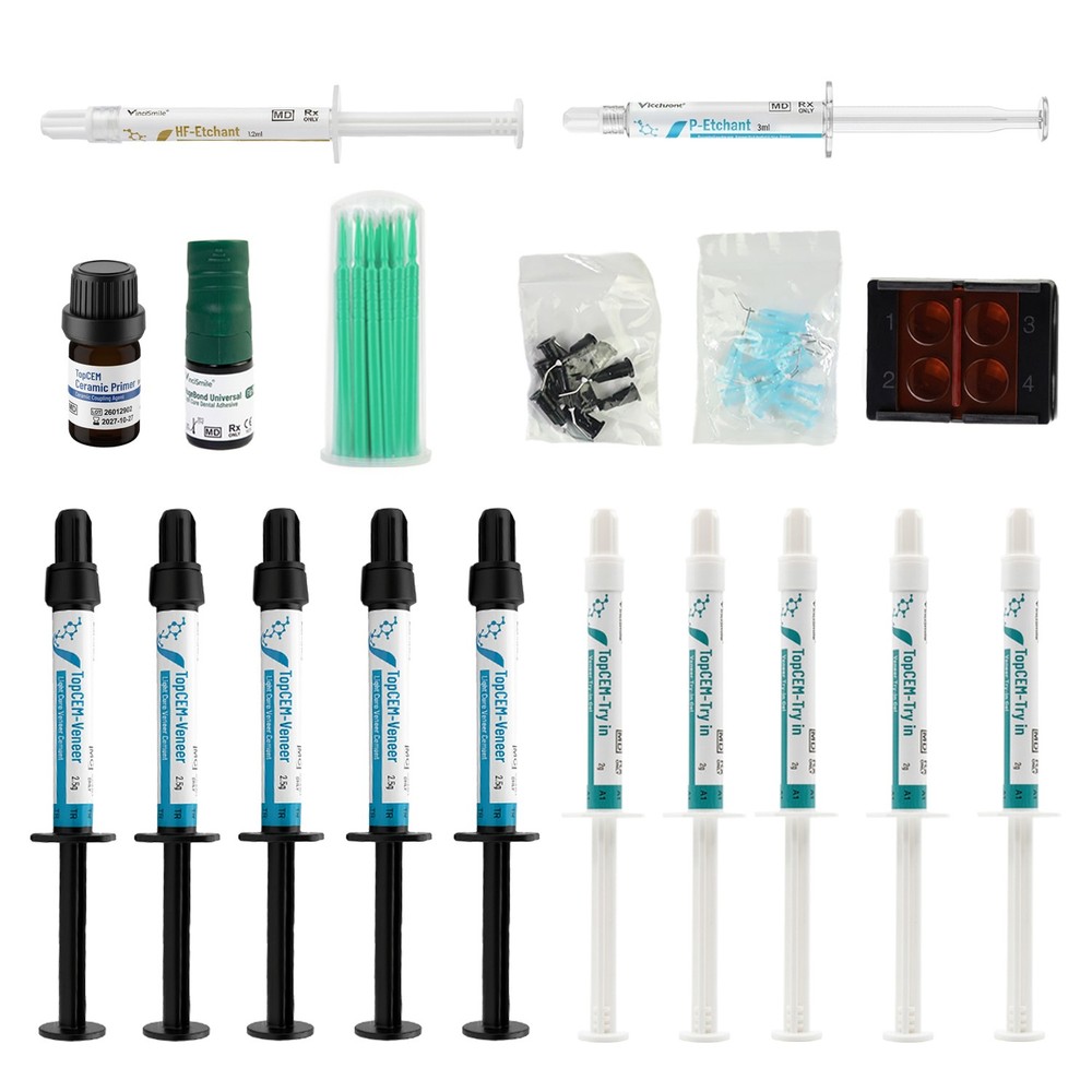 HUGE TOPCEM Veneer System 5pc Cement 5pc Try-in Gel Cementation Restorations Kit