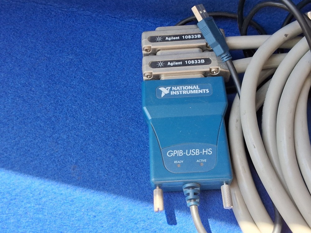National Instruments GPIB-USB-HS Interface Adapter w/ Agilent 10833B cables.