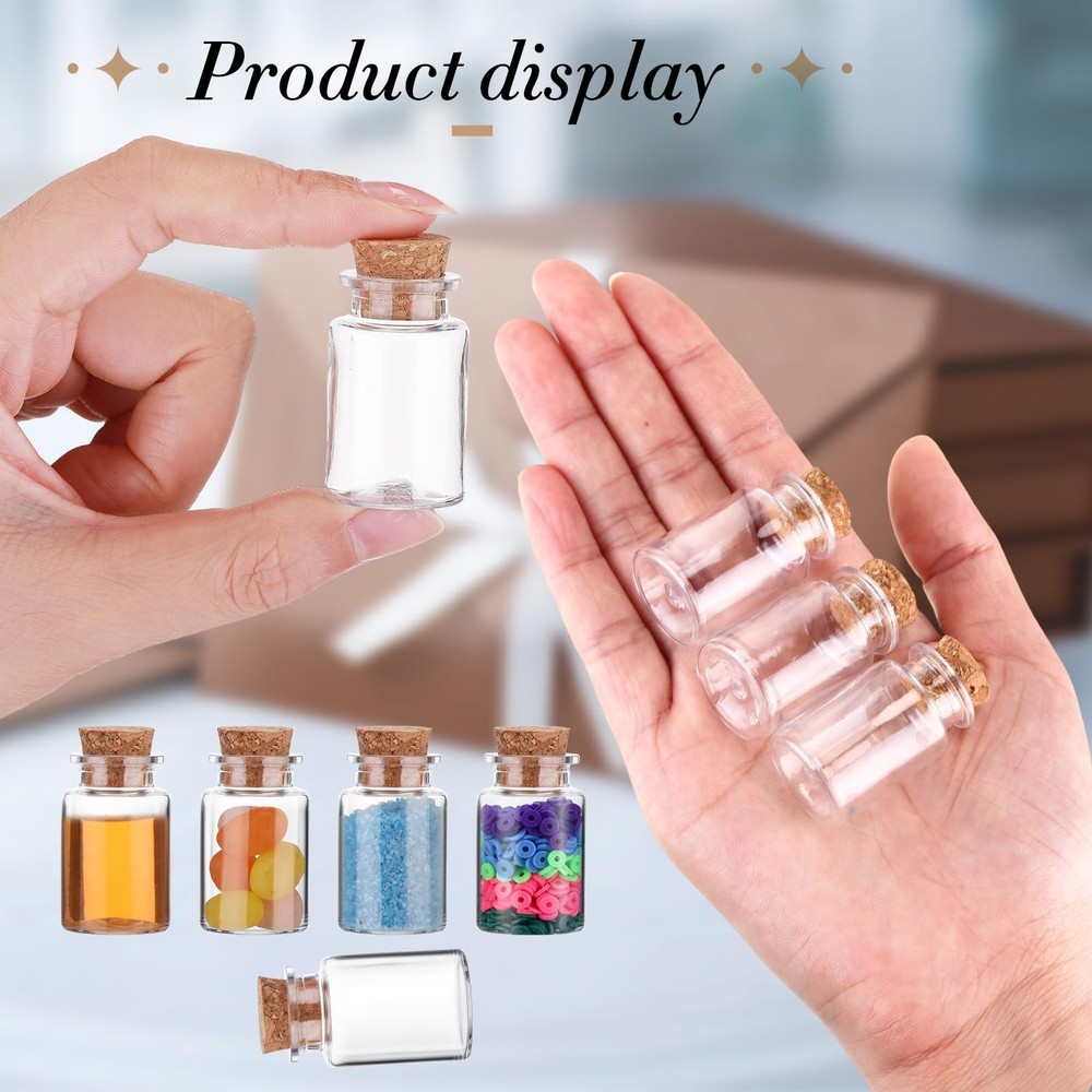 100 Packs 10ml Mini Plastic Bottles with Corks Small Potion Bottles Tiny Clea...