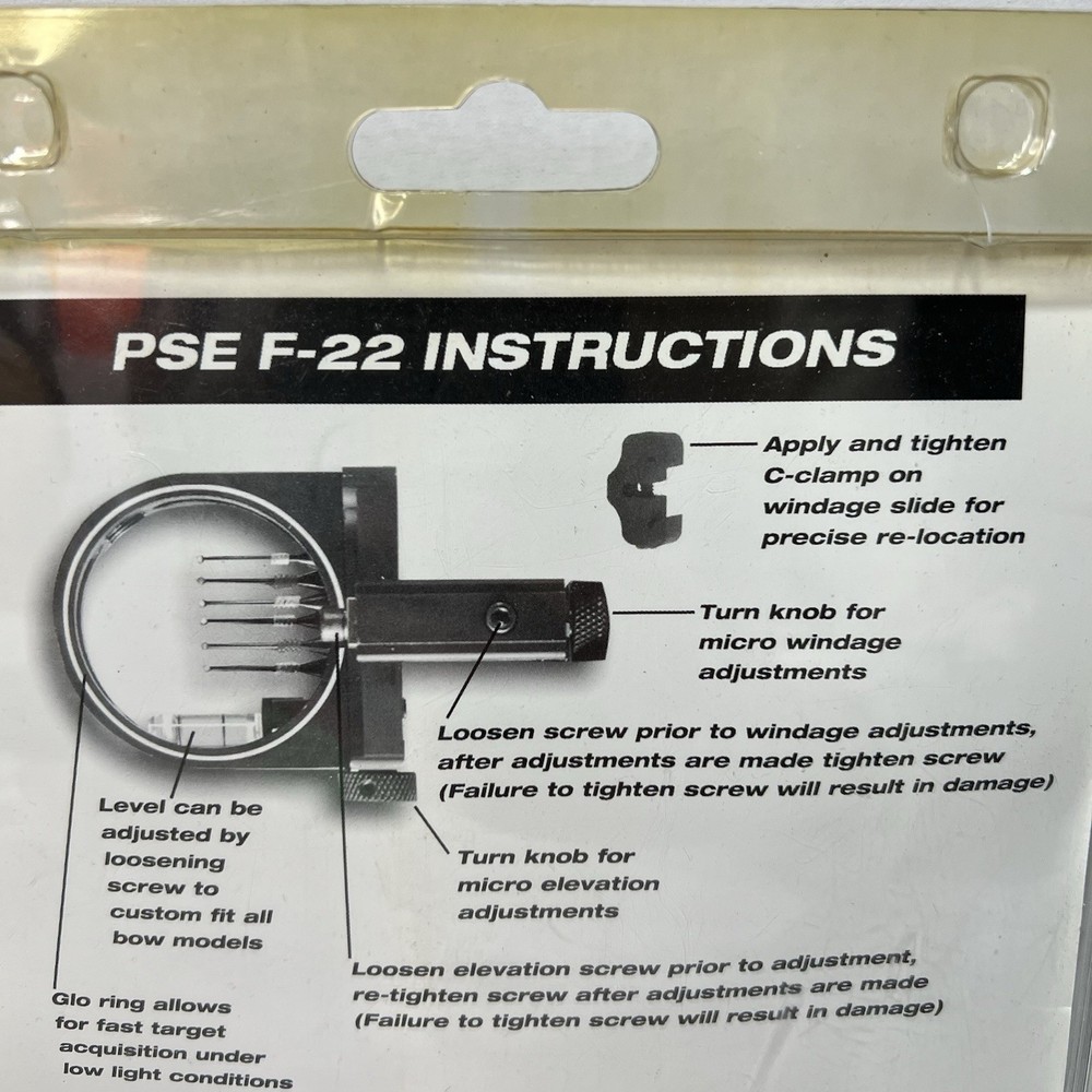 Compound Bow 5 Pin PSE TOP GUN ARCHERY SIGHT F-22